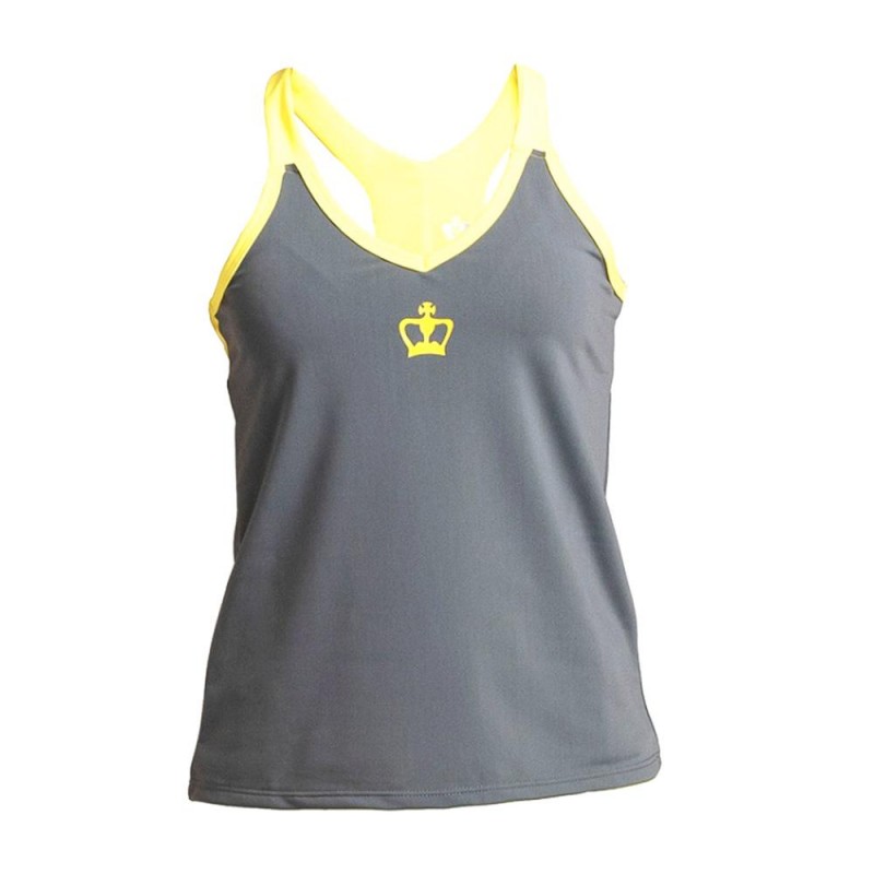 Camiseta Black Crown Helsinki Gris Amarillo Mujer | Ofertas de pádel