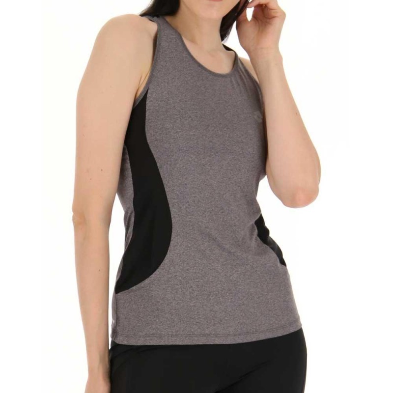 Camiseta Lotto Run Fit Mel Gris Negro Mujer | Ofertas de pádel