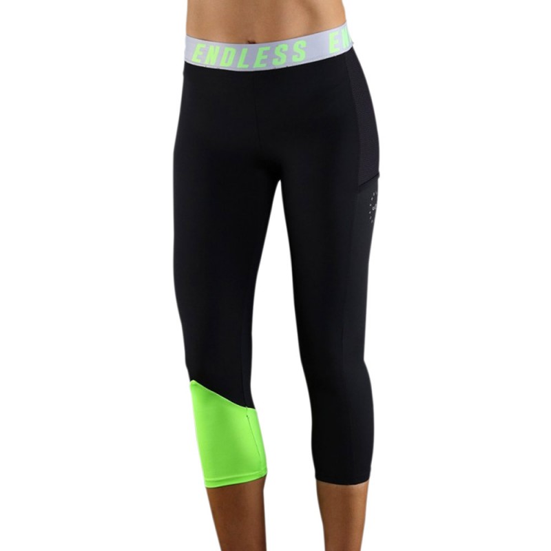 Leggings Endlesss Vanity Pocket Iconic 7/8 40211 Nero Verde Donna | Ofertas de padel