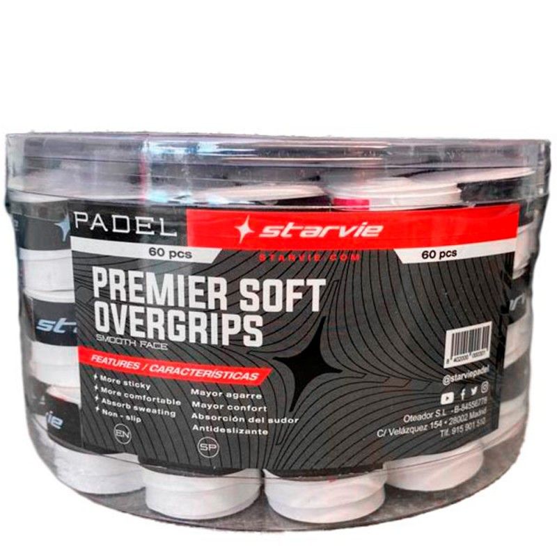 60 Overgrips Starvie Premier Soft White | Ofertas de padel