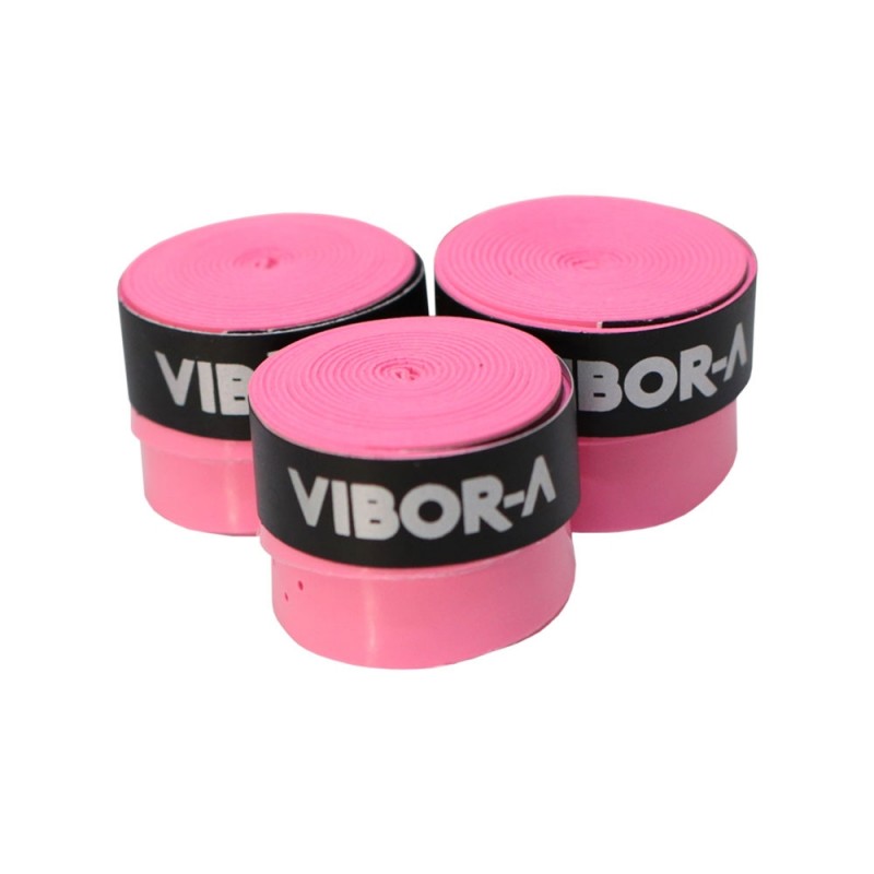 Confezione da 3 impugnature Vibor-a microforate rosa fluoro | Ofertas de padel