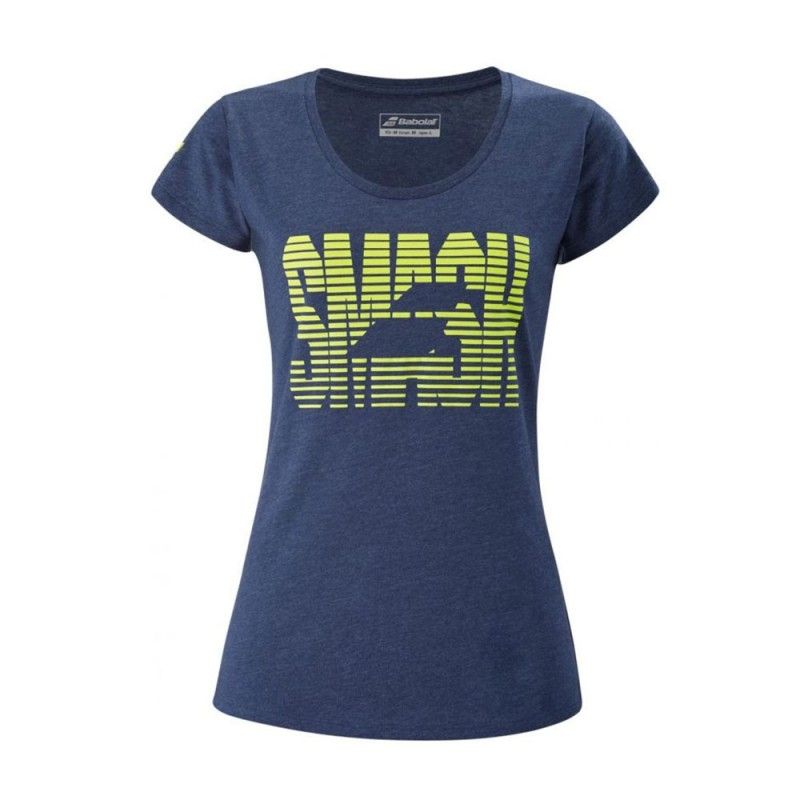 T-shirt Babolat Mensagem de exercício azul-marinho para mulher | Ofertas de padel